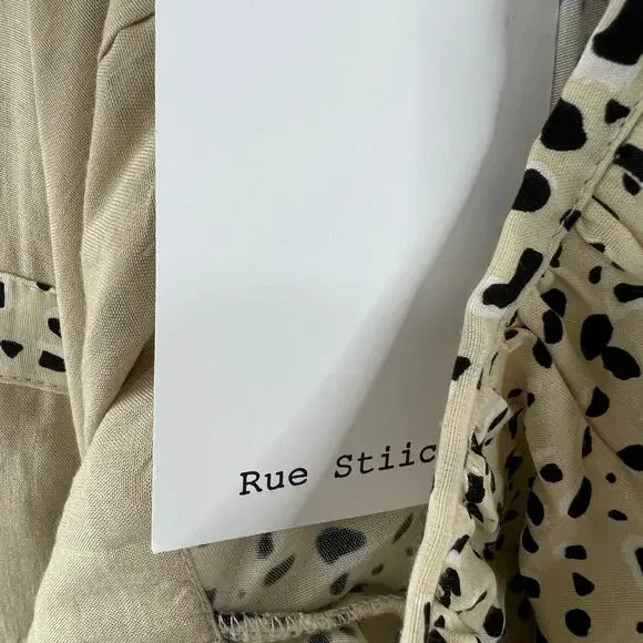 NWT Rue Stiic Long Sleeve Priscilla Bellagio Casual Mini Dress Beige Black M NEW - Picture 8 of 10